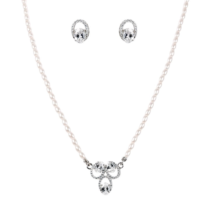 The "Pearlescent Whisper" Silver Necklace Set - Delicate Elegance, Subtle Sparkle NoorDazzle