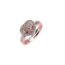 Two-Tone Heart Ring - Layered Love, Sparkling Center NoorDazzle