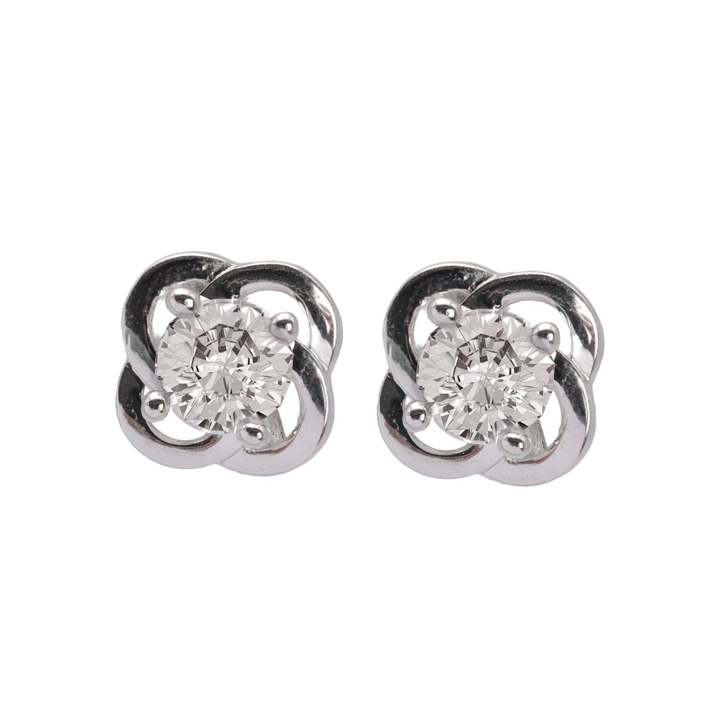 The "Twisted Radiance" Silver CZ Stud Earrings - Inspired Design, Brilliant Sparkle