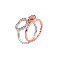 Two-Tone Heart Ring - Layered Love, Sparkling Center NoorDazzle
