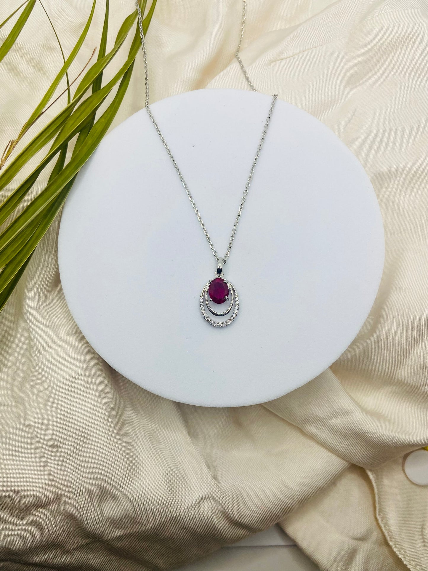 Red Crystal Necklace – 92.5 Sterling Silver