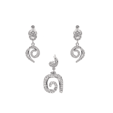 Silver Pendant Set - Intriguing Design, Sparkling Statement