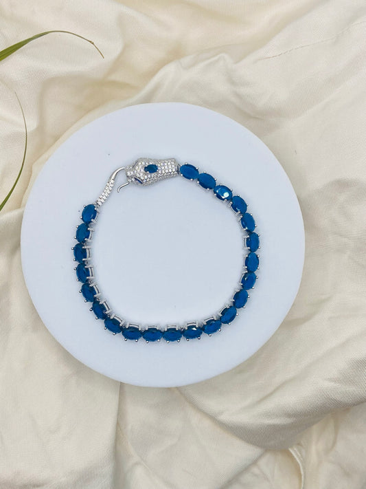 Oval Blue Gemstone Tennis Bracelet – 92.5 Sterling Silver