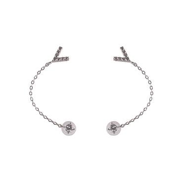 Silver Chain Threader Earrings - Delicate Sparkle, Modern Flow