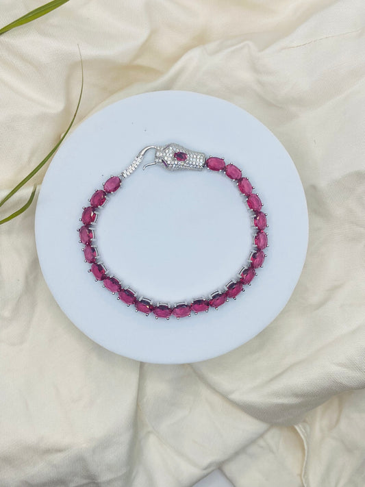 Pink Oval-Cut Gemstone Tennis Bracelet – 92.5 Sterling Silver