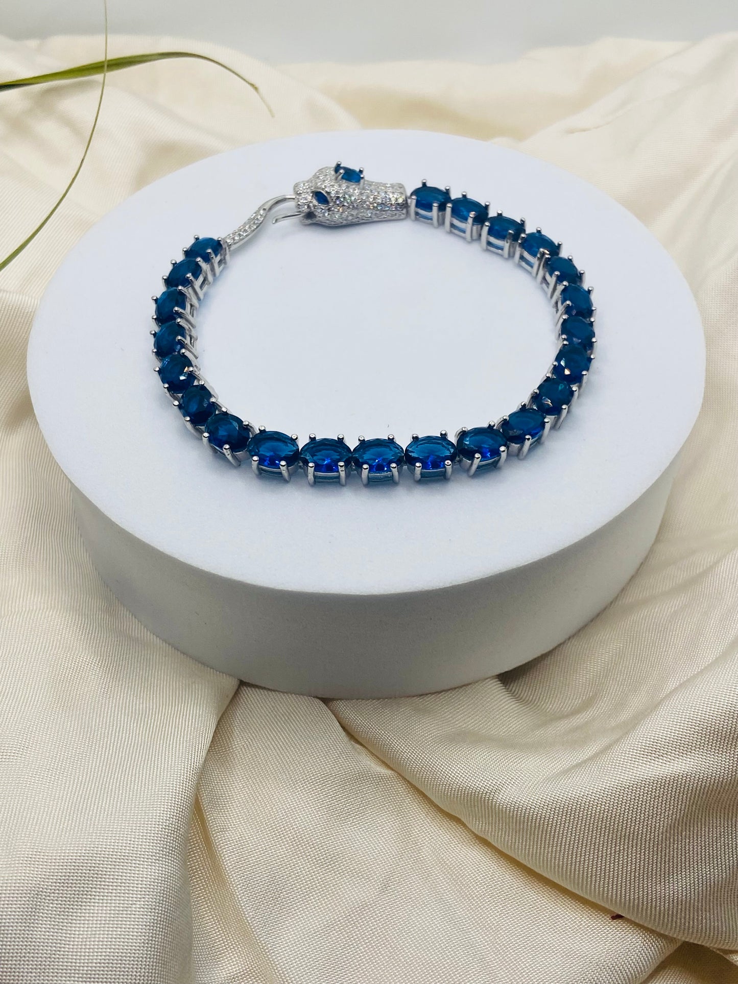 Oval Blue Gemstone Tennis Bracelet – 92.5 Sterling Silver