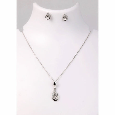 Silver Necklace Set - Delicate Feather, Subtle Sparkle NoorDazzle