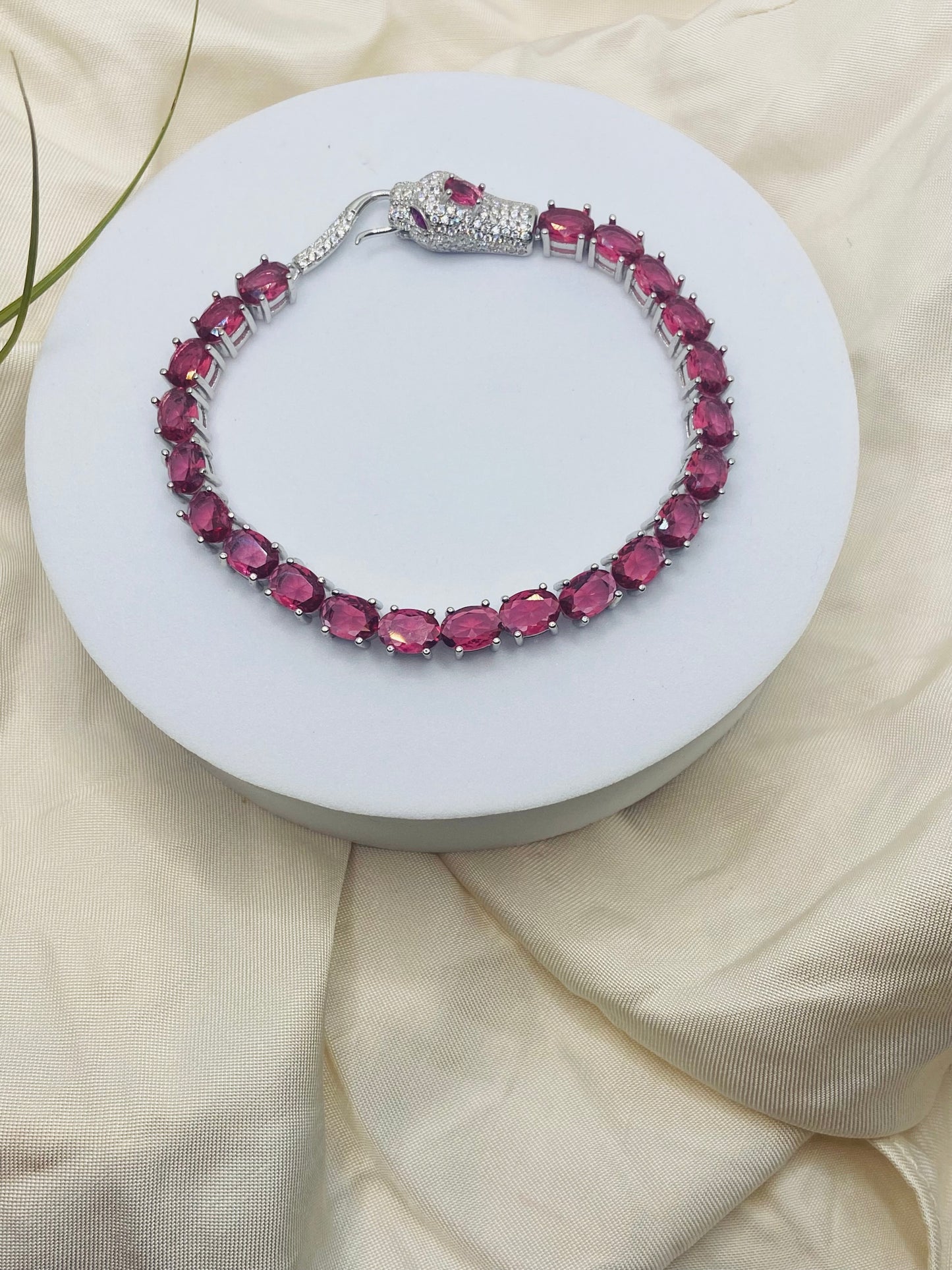 Pink Oval-Cut Gemstone Tennis Bracelet – 92.5 Sterling Silver