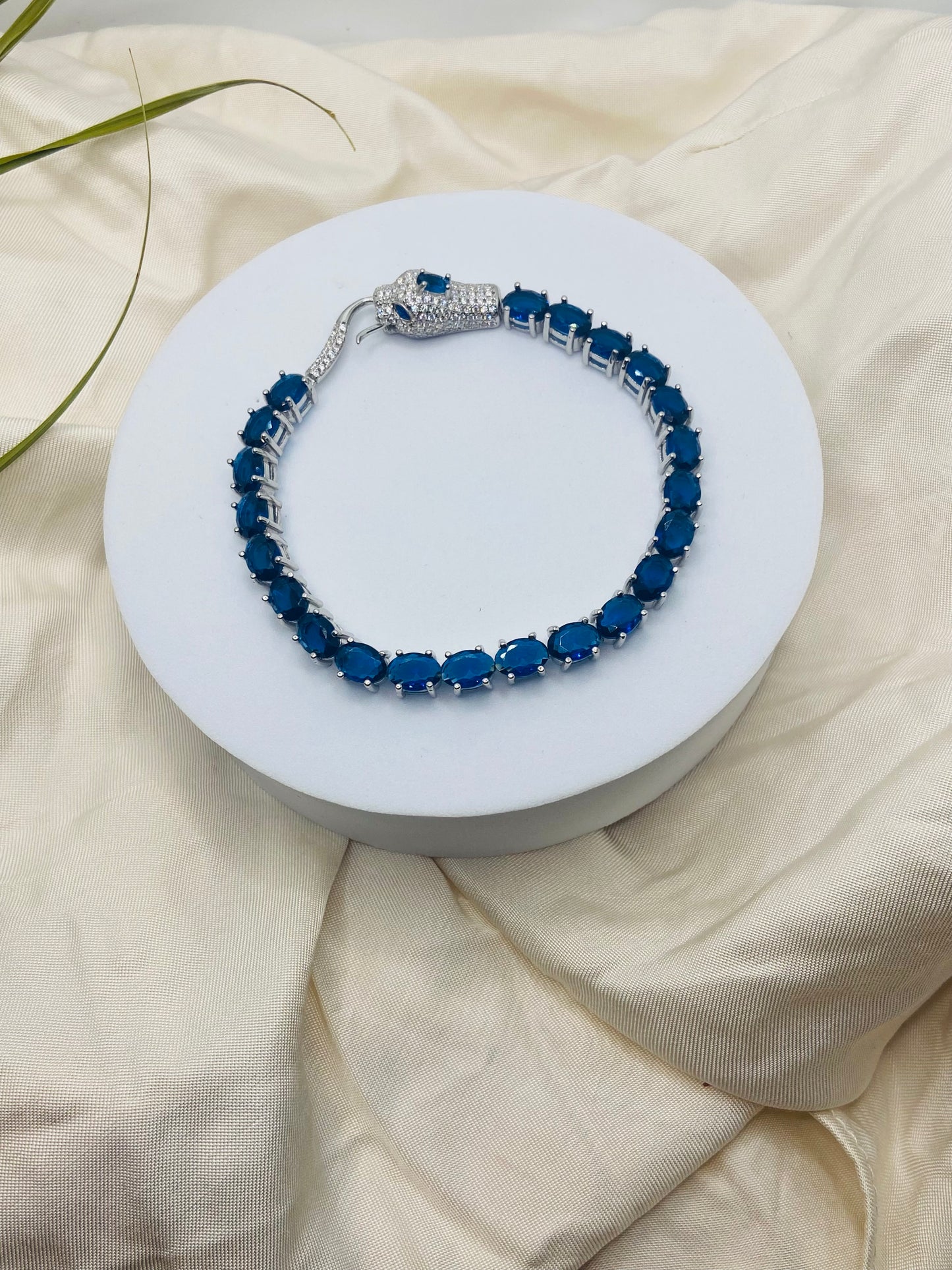 Oval Blue Gemstone Tennis Bracelet – 92.5 Sterling Silver