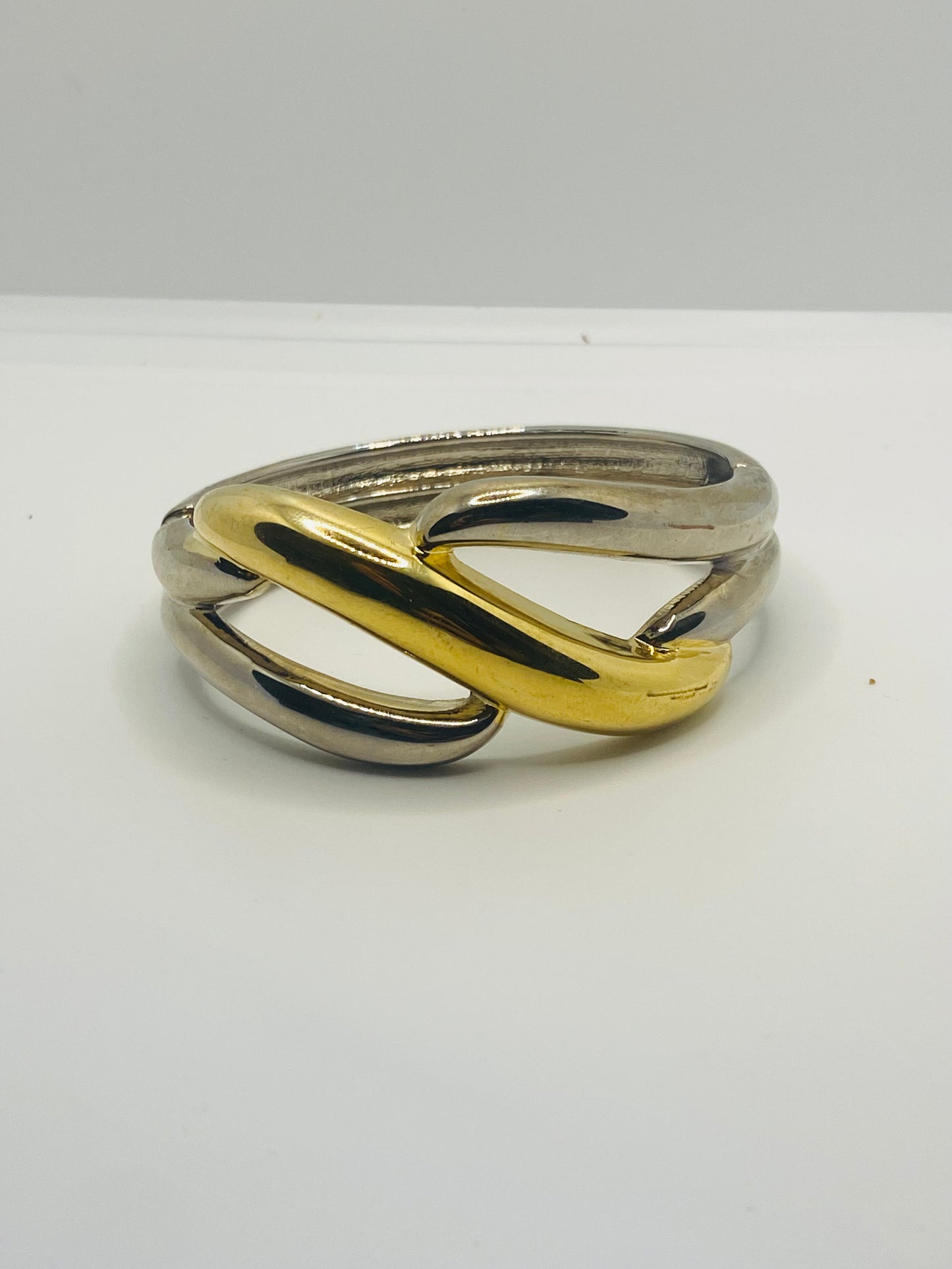 Dual-Tone Silver & Gold Cuff Bracelet