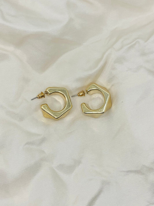 Hexagon Gold Hoops