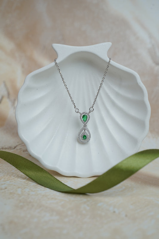 Green Crystal Necklace – 92.5 Sterling Silver