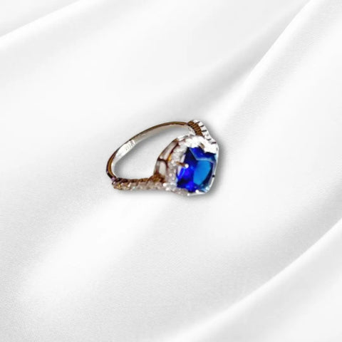 Blue Crystal Ring in 92.5 Sterling Silver